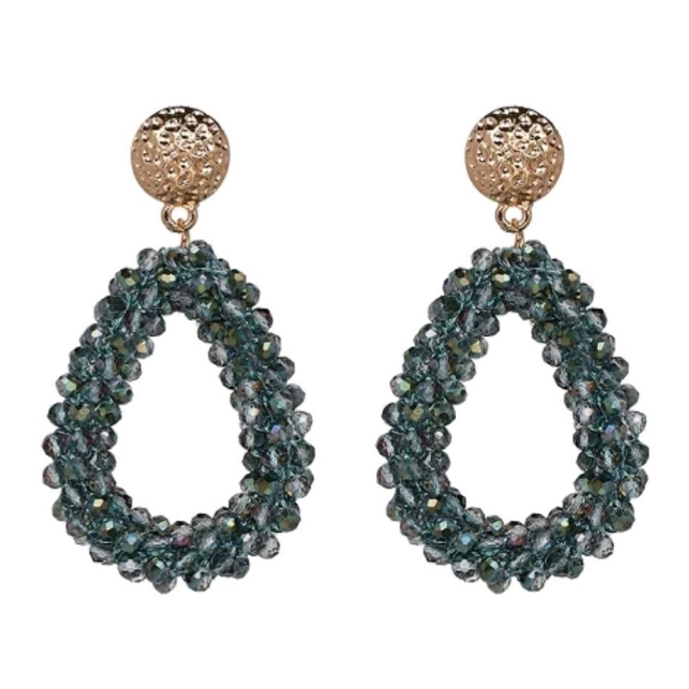 Handmade light blue crystal beaded earrings- 2 opt